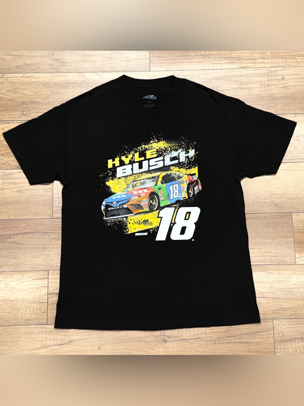 NASCAR Kyle Busch #18 M&M's Joe Gibbs Racing Double Sided T Shirt Adult XL